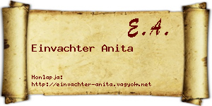 Einvachter Anita névjegykártya